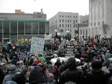 crowd and puppets