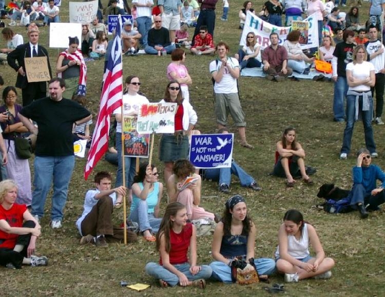 crowd w/signs...