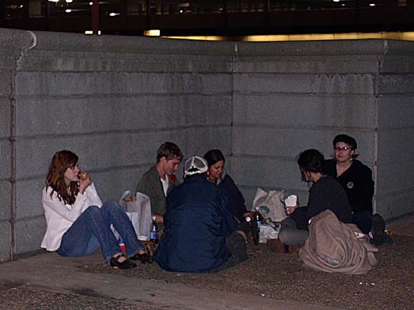 A group waits...