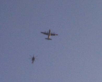 chopper overhead...