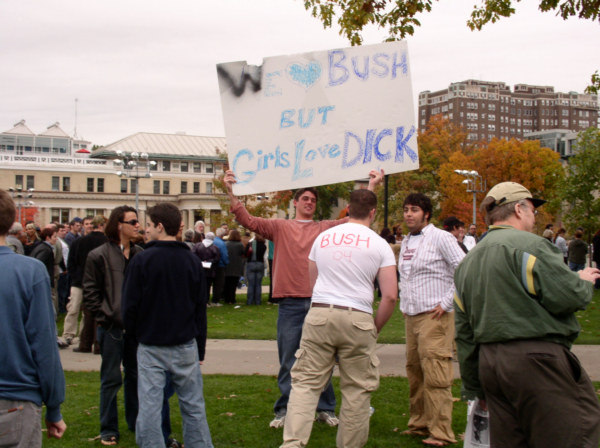 Pro-Bush protesters ...