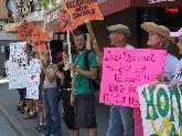 No Pride in War - picketing the military recruitment station